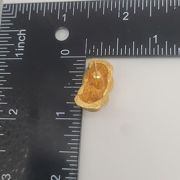 Vintage Christian Dior Earrings Rhinestone Half Hoops Signed Heavy - Picture 4 of 12